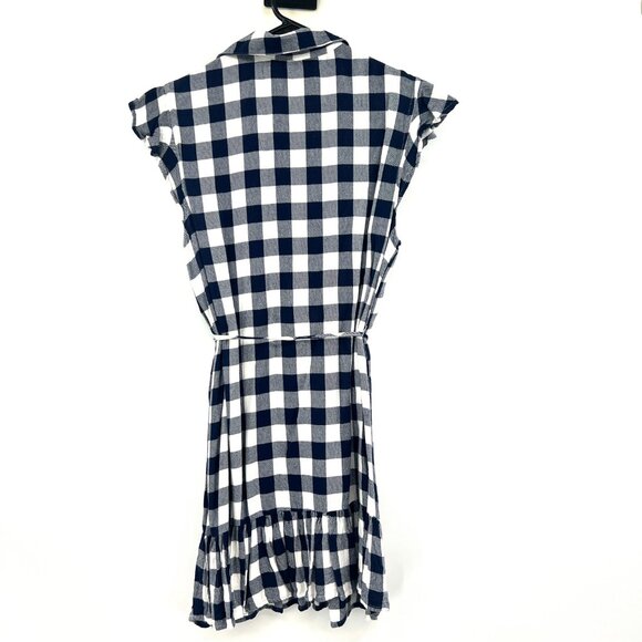 BB Dakota Navy White Plaid Flannel Button Front Dress Women's XS - Picture 6 of 6